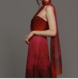 Elegant Red Ombre Evening Dress